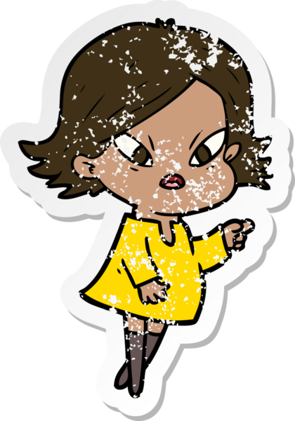 Bir insan tarafından çizilmiş stresli bir karikatür çıkartması.