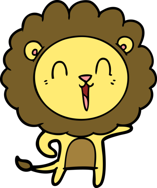Bir insan tarafından çizilmiş gülen aslan çizgi filmi.