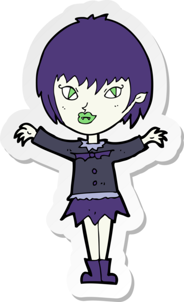 Bir insan tarafından çizilmiş vampir bir kızın çıkartması.