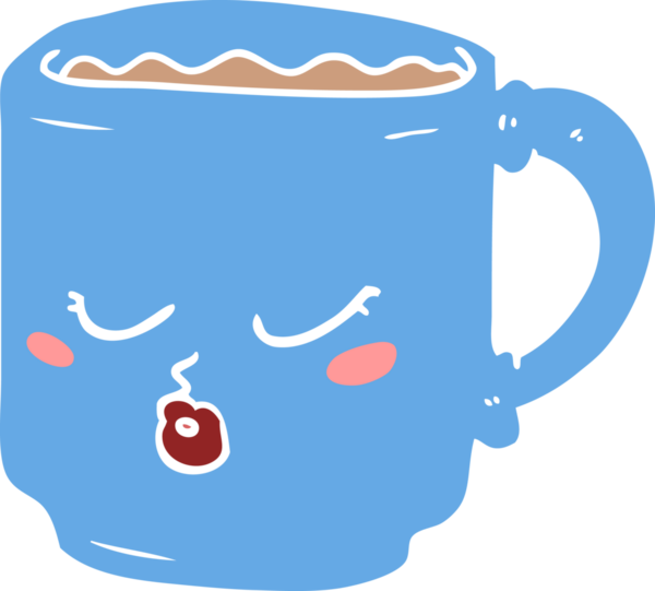 Bir insan tarafından çizilmiş düz renkli kahve fincanı.