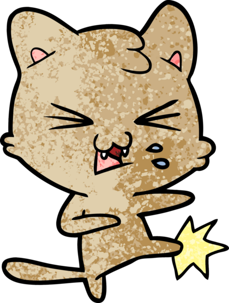 Bir insan tarafından çizilmiş kedi tıslaması.