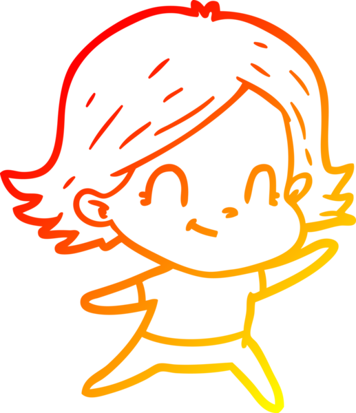 Bir insan tarafından çizilmiş, karikatür dostu bir kız çizimi.