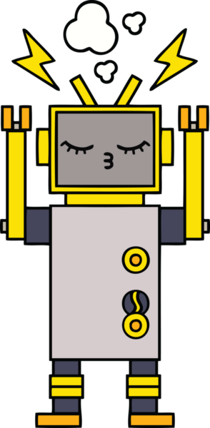 Bir insan tarafından çizilmiş arızalı bir robot çizimi.