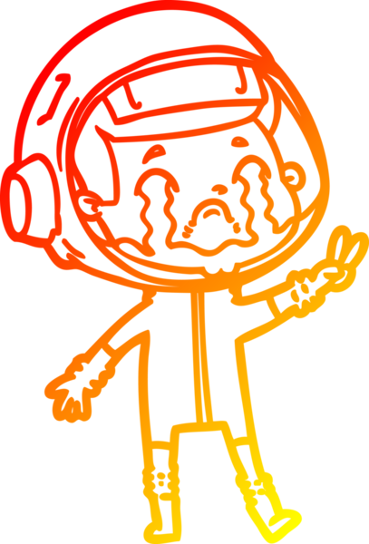 Bir insan tarafından çizilmiş, ağlayan bir astronotun sıcak çizgi çizimi