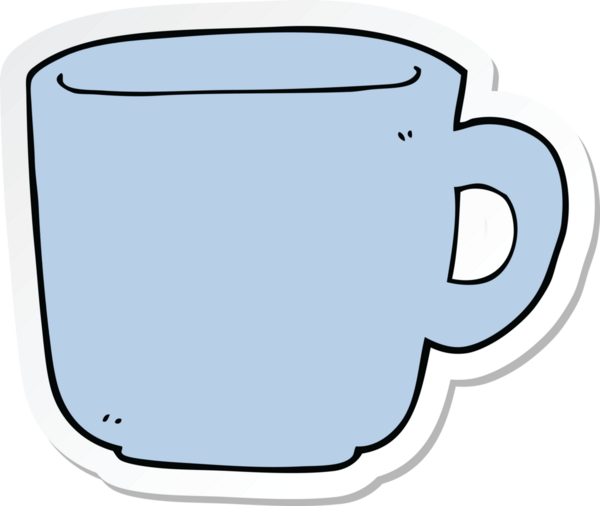 Bir insan tarafından çizilmiş bir kahve fincanının çıkartması.