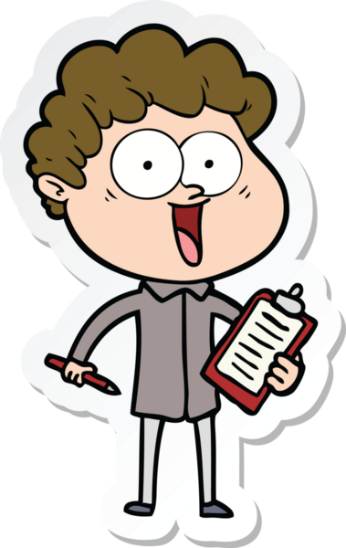 Bir insan tarafından çizilmiş mutlu bir adamın çıkartması.