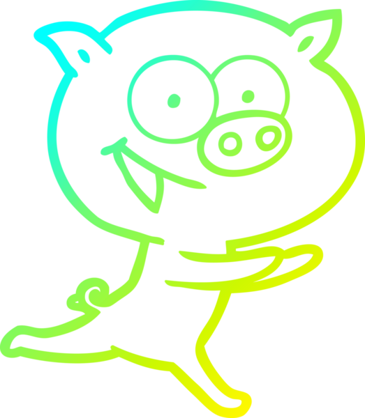 Bir insan tarafından çizilmiş neşeli bir domuz çizgi filmi.