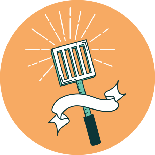 Bir insan tarafından çizilmiş dövme stili mutfak spatulasının simgesi