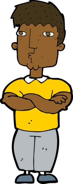 Bir insan tarafından çizilmiş çapraz kollu çizgi film adamı.