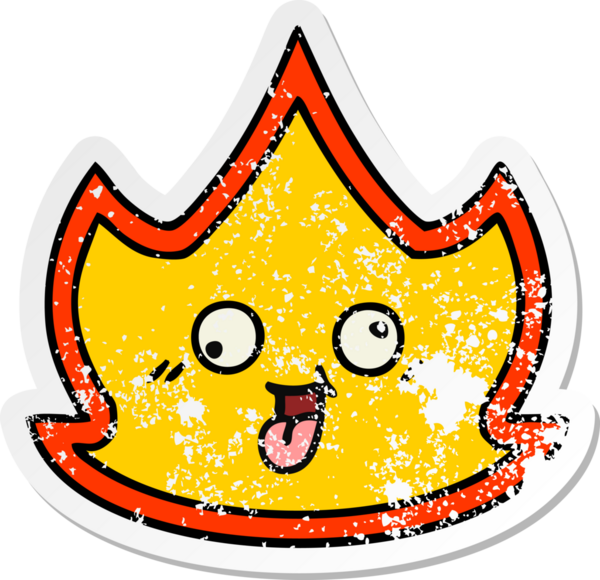 Bir insan tarafından çizilmiş şirin bir çizgi film yangınının sıkıntılı çıkartması.