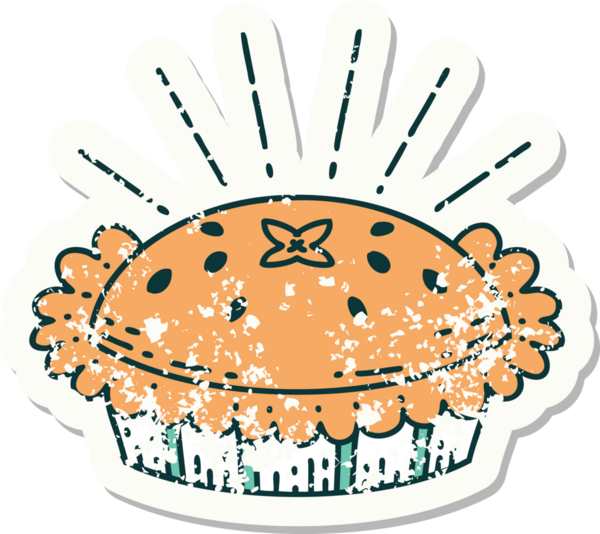 Eski bir dövme stili. Bir insan tarafından çizilmiş harika bir turta.