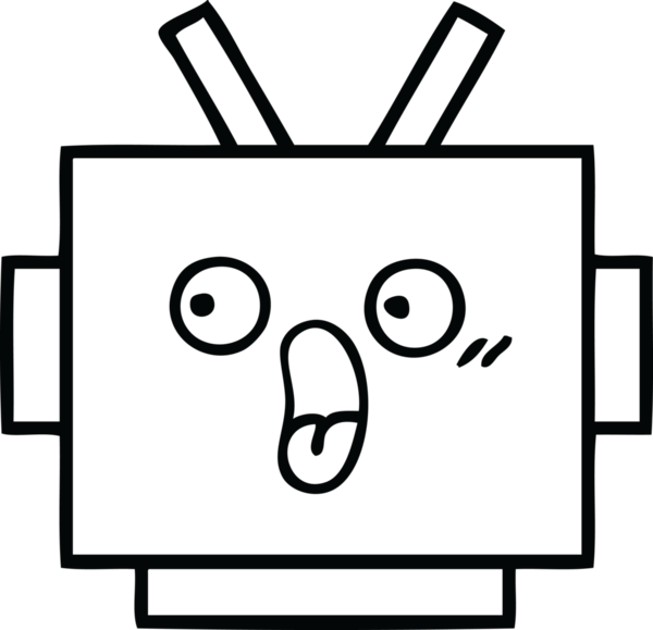 Bir insan tarafından çizilmiş robot kafasının çizgi çizimi