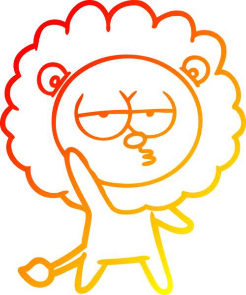 Bir insan tarafından çizilen ve canı sıkılan bir aslanın sıcak çizgi çizimi.