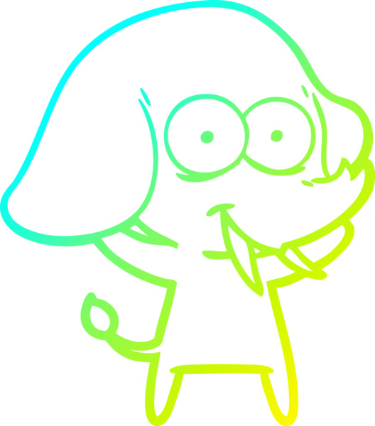 Bir insan tarafından çizilmiş mutlu bir filin soğuk gradyan çizgisi.