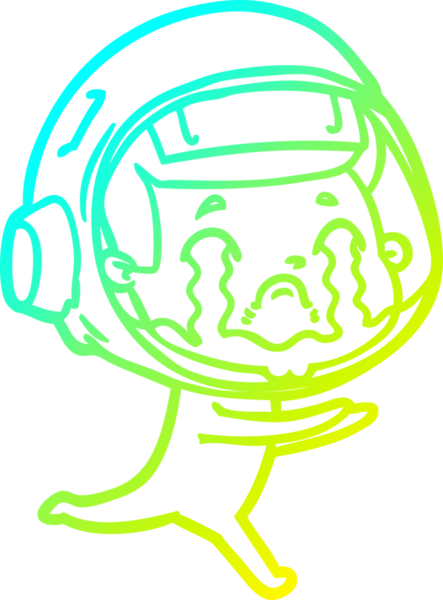 Bir insan tarafından çizilmiş ağlayan astronot çizgi filmi.