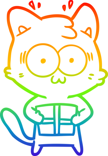 gökkuşağı gradyan çizgi çizimi bir insan tarafından çizilmiş sürpriz bir kedi
