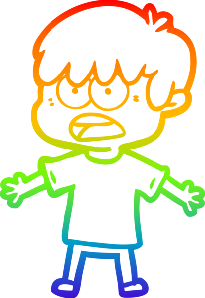 Bir insan tarafından çizilmiş endişeli bir çizgi film çocuğunun çizimi.