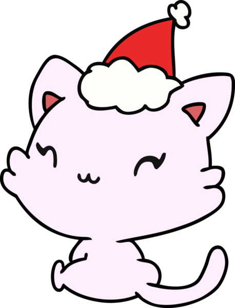 Bir insan tarafından çizilmiş kawaii kedisinin el çizimi karikatürü.