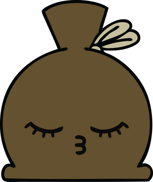 Bir insan tarafından çizilmiş şirin bir çuval karikatürü