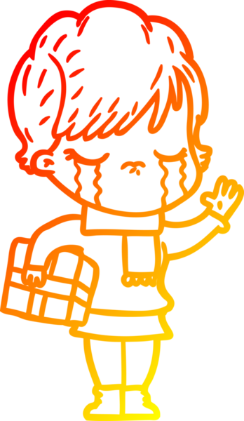 Bir insan tarafından çizilmiş, ağlayan bir çizgi kadın çizimi.