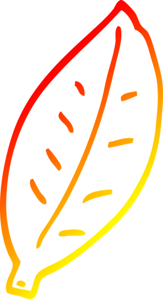 Bir insan tarafından çizilen çizgi film yaprağının sıcak gradyan çizimi