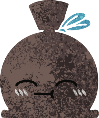 Bir insan tarafından çizilmiş bir çuvalın retro illüstrasyon tarzı karikatürü