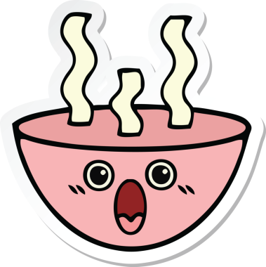 Bir insanın çizdiği sıcak çorba kasesinin çıkartması.