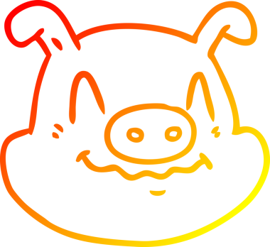 Bir insan tarafından çizilmiş bir domuz suratının sıcak çizgi çizimi