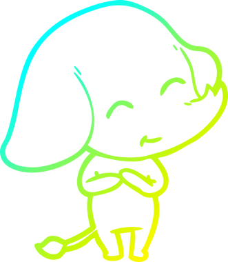 Bir insan tarafından çizilmiş şirin bir filin soğuk gradyan çizgisi