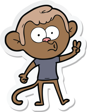 Bir insan tarafından çizilmiş korna çalan bir maymunun çıkartması.