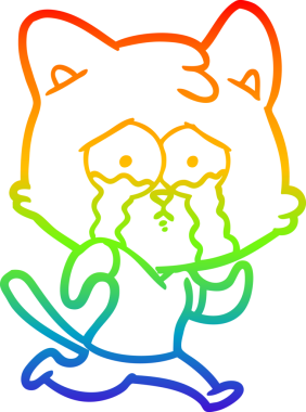 Bir insan tarafından çizilmiş ağlayan çizgi film kedisinin çizimi.