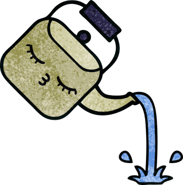 Bir insan tarafından çizilmiş eski grunge desenli bir çaydanlık.