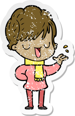 Bir insan tarafından çizilmiş karikatür kadının sıkıntılı çıkartması.