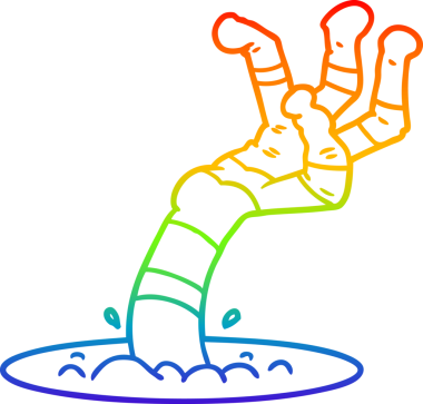 Gökkuşağı gradyan çizgi çizimi Bir insan tarafından çizilmiş ürkütücü canavar el