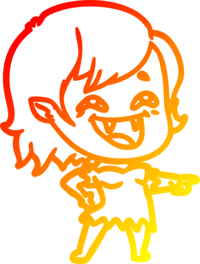 Bir insan tarafından çizilmiş gülen vampir kız çizgi filmi.