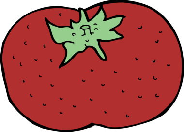 Bir insan tarafından çizilmiş domates çizgi filmi.