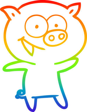 Bir insan tarafından çizilmiş neşeli bir domuz çizgi filminin gradyan çizimi.