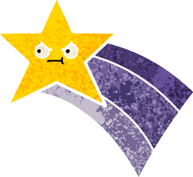 Bir insan tarafından çizilmiş gökkuşağı yıldızının retro çizim tarzı karikatürü