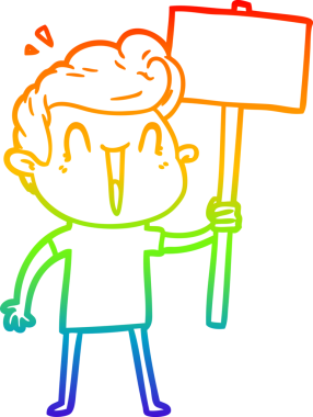 Gökkuşağı gradyanı çizimi bir insan tarafından çizilmiş heyecanlı bir çizgi film