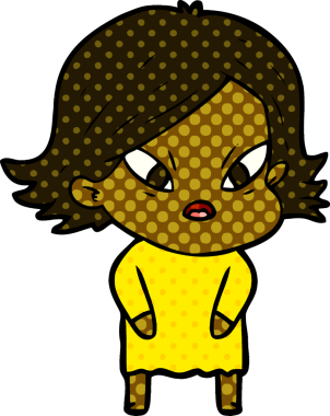 Çizgi film bir insan tarafından çizilmiş stresli kadın.