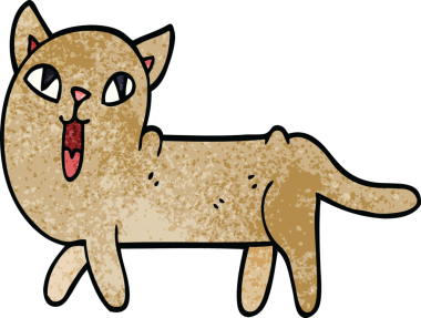 Bir insan tarafından çizilmiş komik bir kedi.