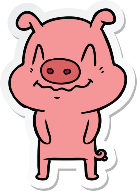 Bir insan tarafından çizilmiş sinirli bir domuzun çıkartması.