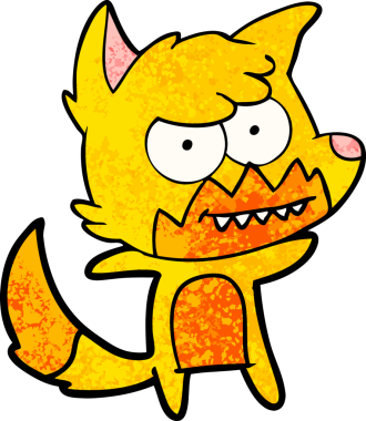 Bir insan tarafından çizilmiş tilki çizgi film karakteri