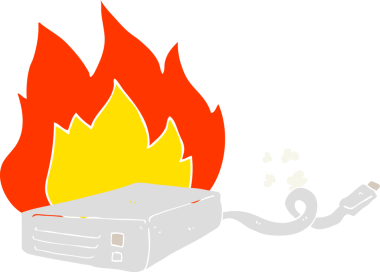 Bir insan tarafından çizilen bilgisayar sabit diskinin düz renk çizimi