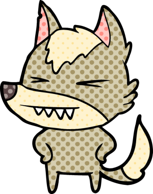 Bir insan tarafından çizilmiş kızgın kurt çizgi filmi.