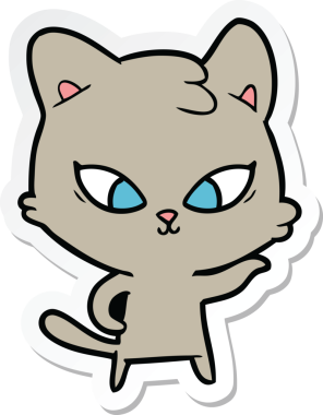 Bir insan tarafından çizilmiş şirin bir çizgi film kedisinin çıkartması.