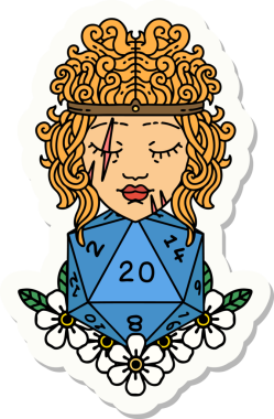 Bir insan tarafından çizilmiş 20 zarlı bir insan barbarının çıkartması.