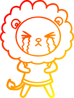 Bir insan tarafından çizilmiş, ağlayan bir aslanın çizgi çizimi.