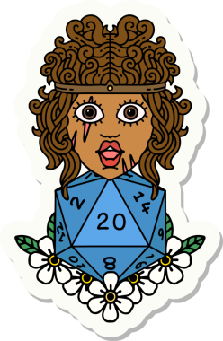 Bir insan tarafından çizilmiş 20 zarlı bir insan barbarının çıkartması.