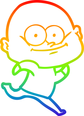 Gökkuşağı gradyan çizgi çizimi bir insan tarafından çizilmiş kel bir adamın çizimi